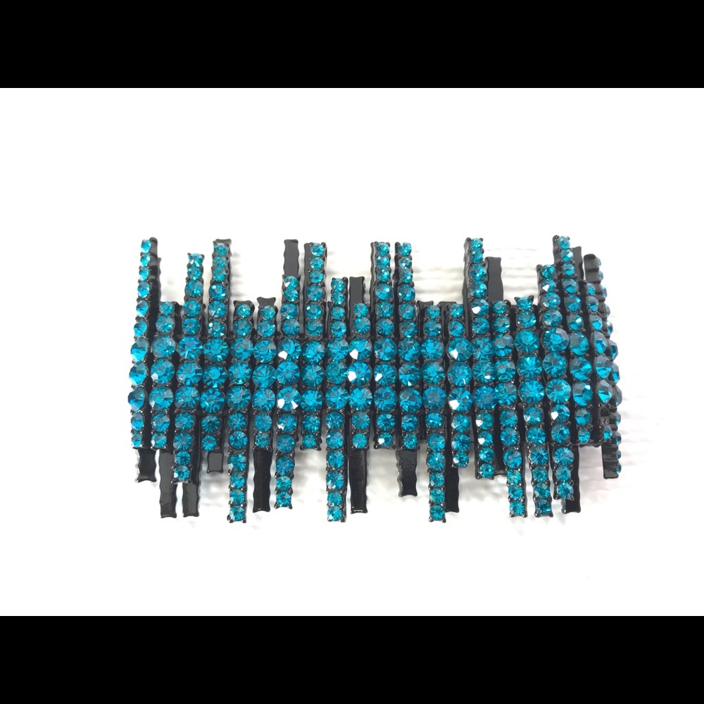 Teal Rhinestone Bracelet with Black Accent setting - Picture 3 of 4
